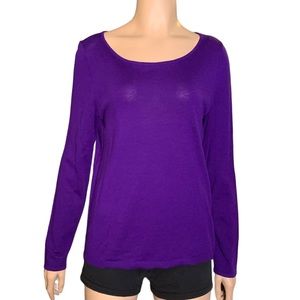 TALBOTS Womens Purple Pure Merino Wool Lightweight Pullover Sweater Size Medium